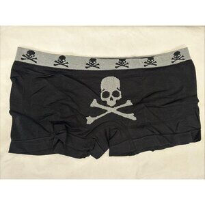 Dark queen boy shorts Women’s underwear skull & bones black & gray size small